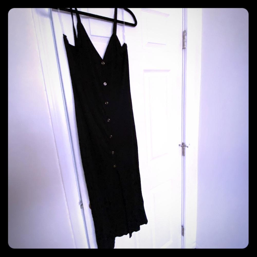 Black button down midi dress